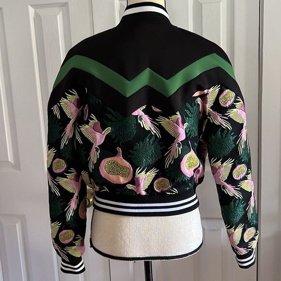 Bebe Black and Green Patterned Bomber Jacket - Picture 16 of 16